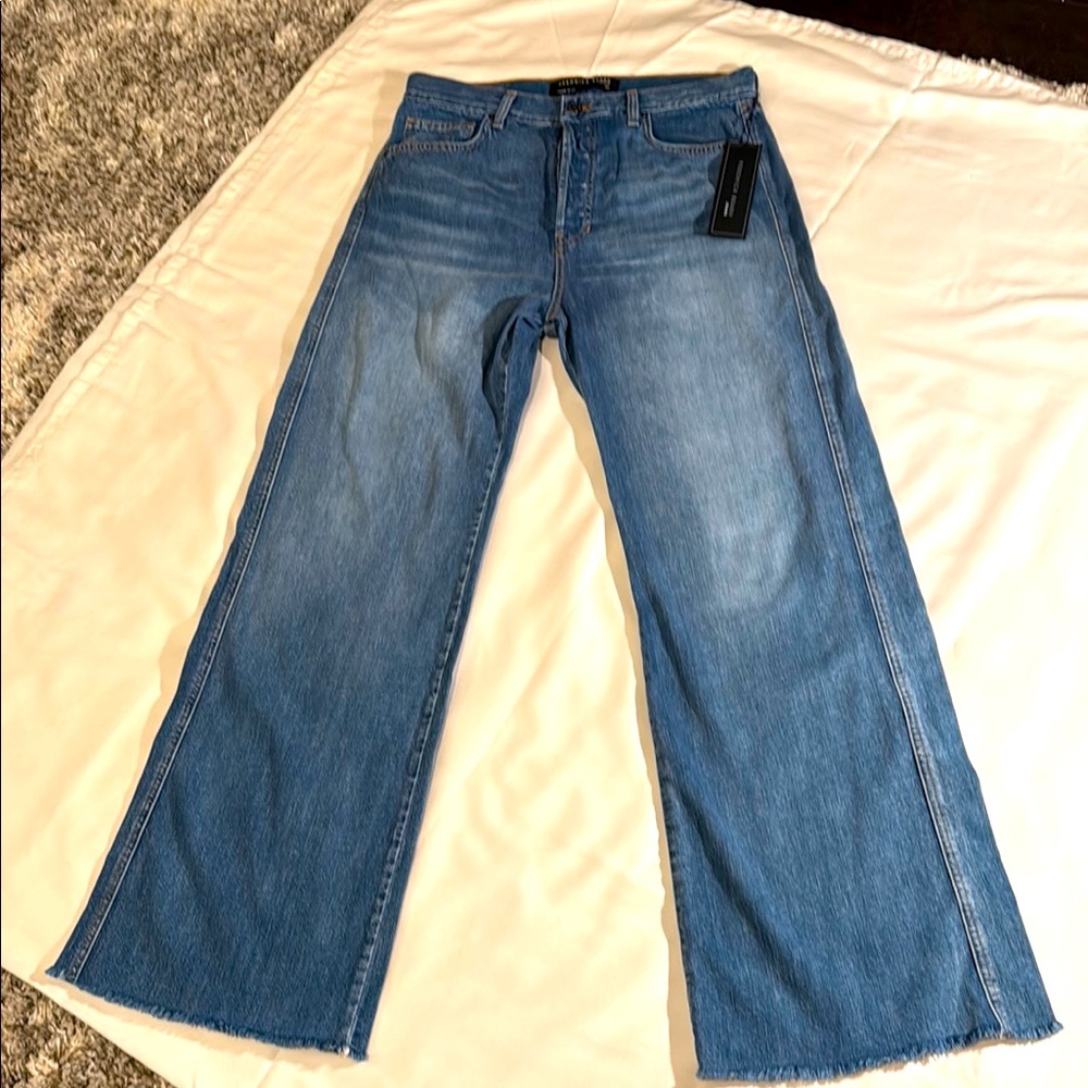 VERONICA BEARD: TAYLOR RELAXED, HIGH RISE WIDE LEG/FRAYED HEM  NWT  INSEAM 31